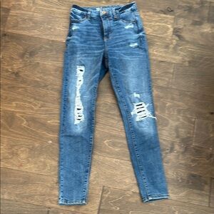 No Boundaries Blue Skinny Jeans with Distressed Details